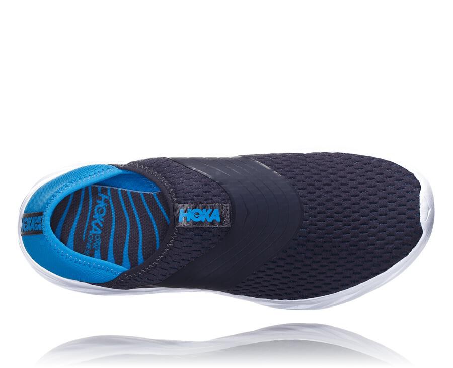 Sandalias Hoka One One Hombre - Ora Recovery - Azul Marino/Blancas - NFM637985